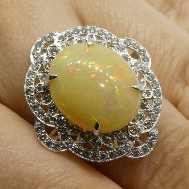 5.55ct Opal, Diamond Ballerina Cocktail Ring set in Platinum - Skyjems Wholesale Gemstones