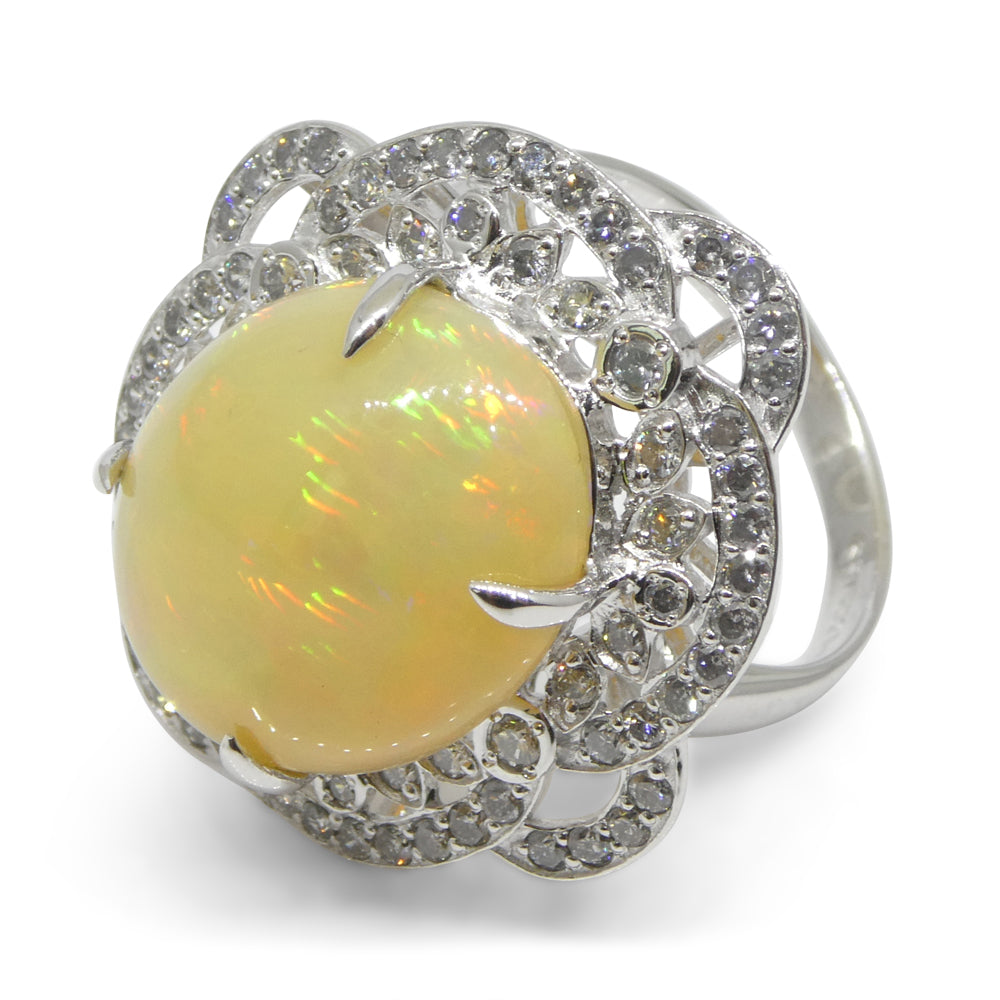 5.55ct Opal, Diamond Ballerina Cocktail Ring set in Platinum - Skyjems Wholesale Gemstones