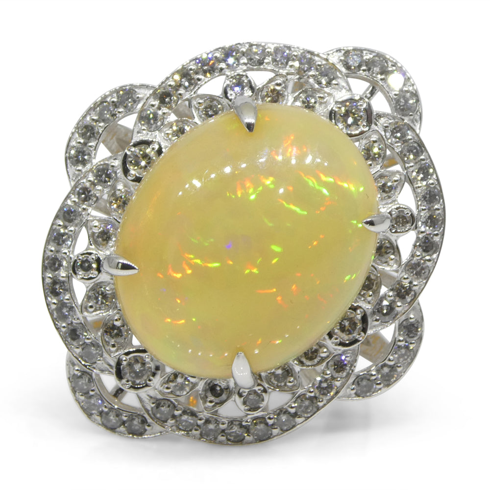 5.55ct Opal, Diamond Ballerina Cocktail Ring set in Platinum - Skyjems Wholesale Gemstones