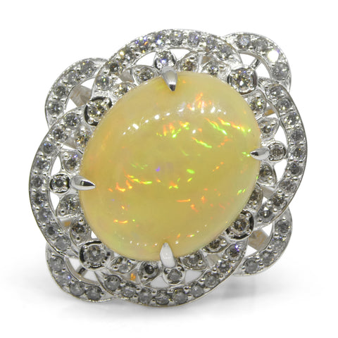 5.55ct Opal, Diamond Ballerina Cocktail Ring set in Platinum