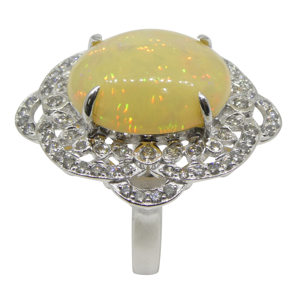 5.55ct Opal, Diamond Ballerina Cocktail Ring set in Platinum - Skyjems Wholesale Gemstones