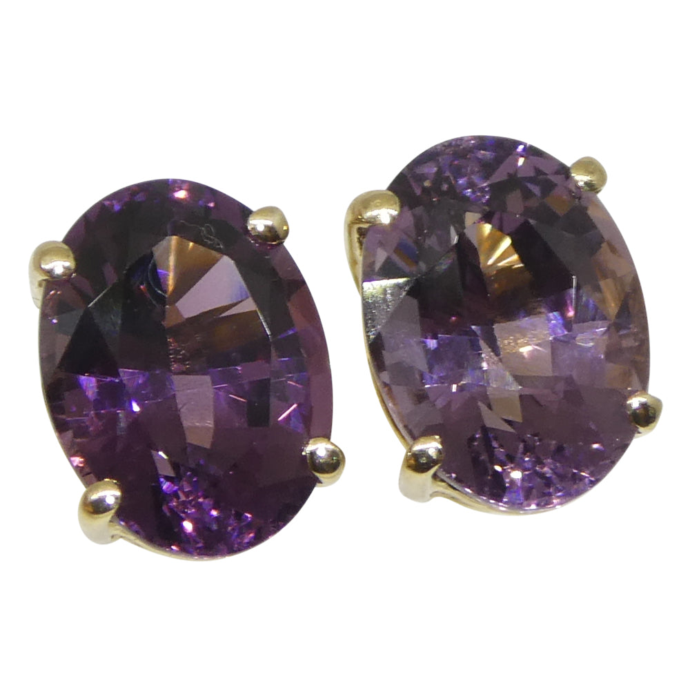 2.92ct Oval Purple/Violet Spinel Stud Earrings set in 14k Yellow Gold - Skyjems Wholesale Gemstones