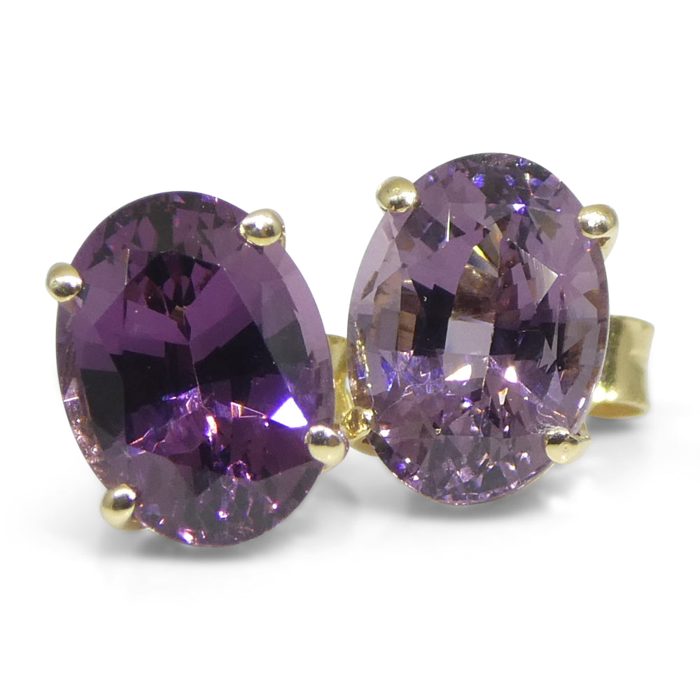 2.92ct Oval Purple/Violet Spinel Stud Earrings set in 14k Yellow Gold - Skyjems Wholesale Gemstones