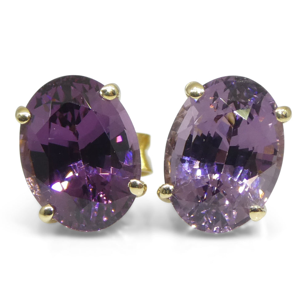 2.92ct Oval Purple/Violet Spinel Stud Earrings set in 14k Yellow Gold - Skyjems Wholesale Gemstones