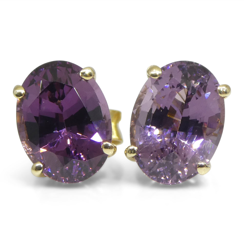 2.92ct Oval Purple/Violet Spinel Stud Earrings set in 14k Yellow Gold - Skyjems Wholesale Gemstones