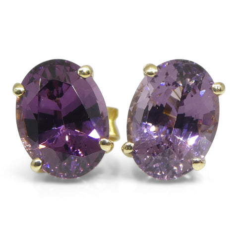 2.92ct Oval Purple/Violet Spinel Stud Earrings set in 14k Yellow Gold