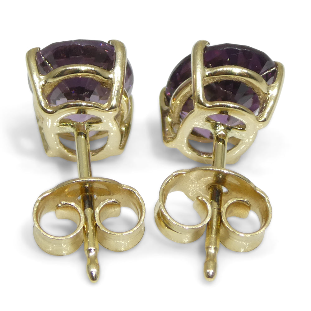 2.92ct Oval Purple/Violet Spinel Stud Earrings set in 14k Yellow Gold - Skyjems Wholesale Gemstones