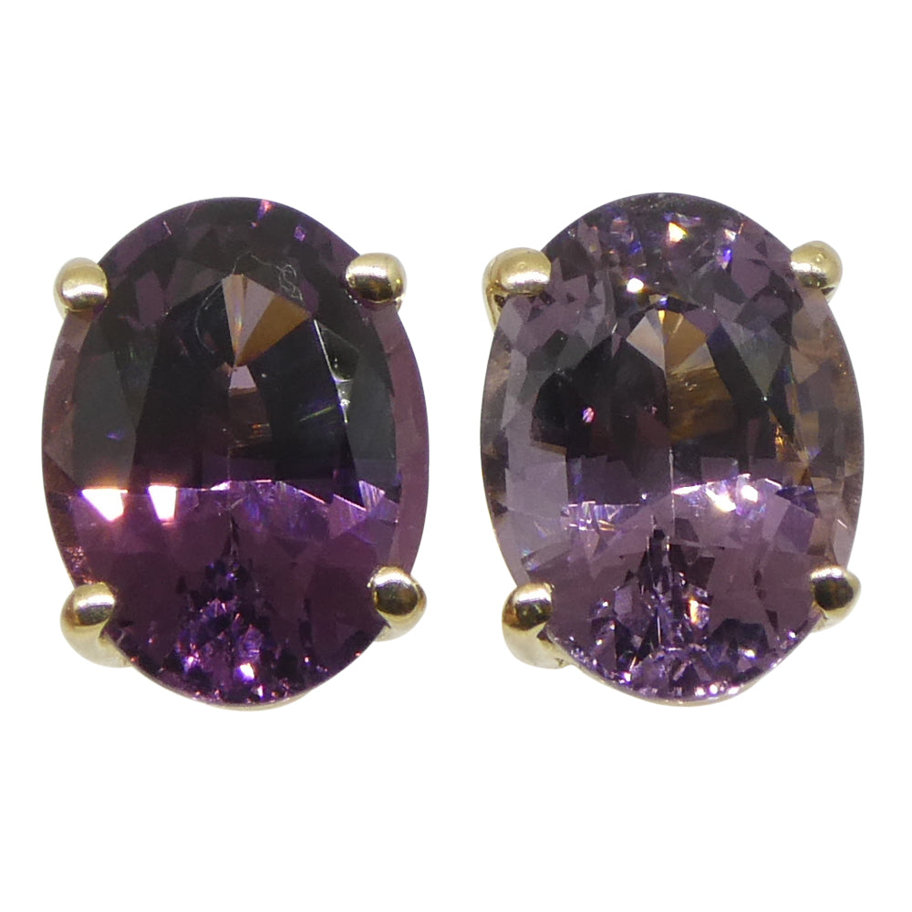 2.92ct Oval Purple/Violet Spinel Stud Earrings set in 14k Yellow Gold - Skyjems Wholesale Gemstones