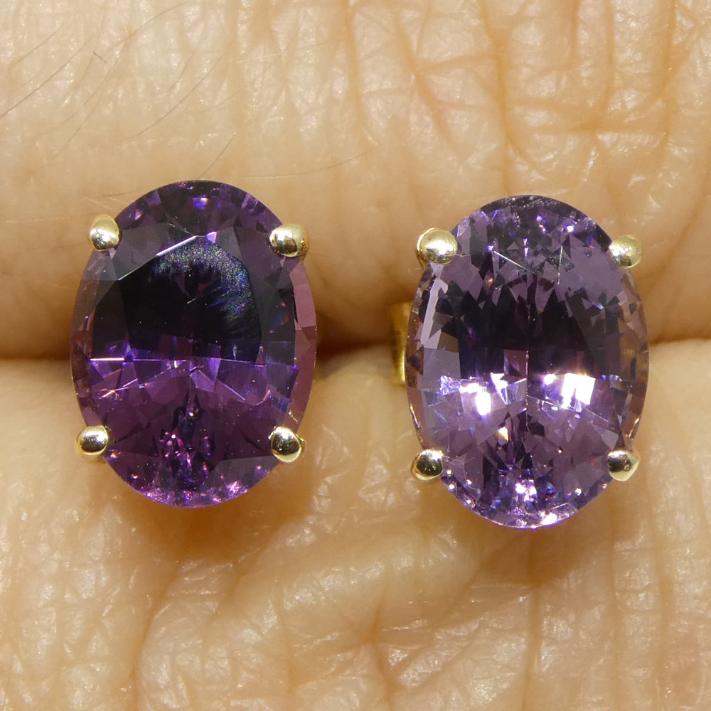 2.92ct Oval Purple/Violet Spinel Stud Earrings set in 14k Yellow Gold - Skyjems Wholesale Gemstones