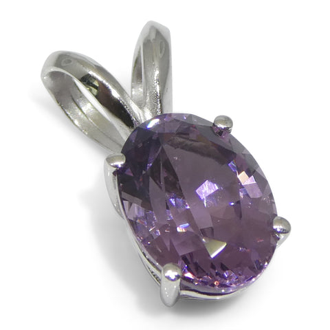 1.81ct Oval Purple Spinel Pendant set in 14k White Gold