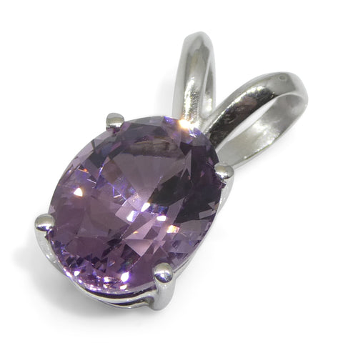 1.81ct Oval Purple Spinel Pendant set in 14k White Gold