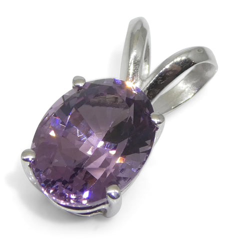 1.81ct Oval Purple Spinel Pendant set in 14k White Gold