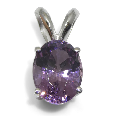 1.81ct Oval Purple Spinel Pendant set in 14k White Gold