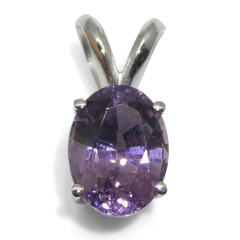 1.81ct Oval Purple Spinel Pendant set in 14k White Gold