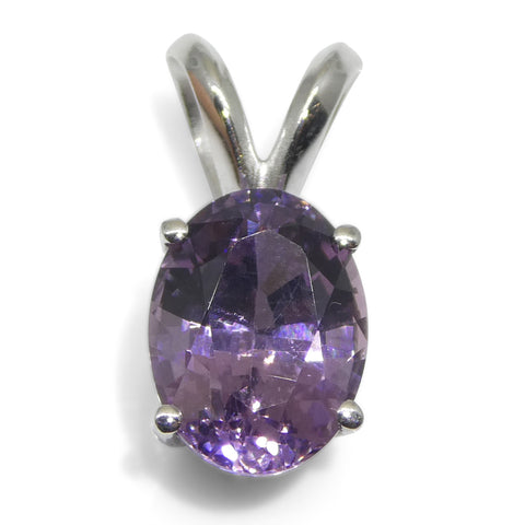 1.81ct Oval Purple Spinel Pendant set in 14k White Gold