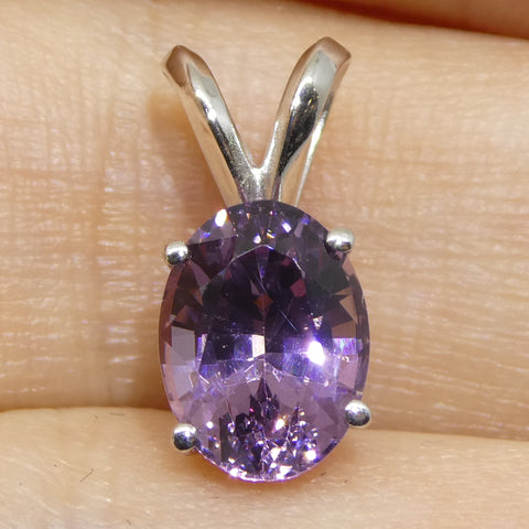 1.81ct Oval Purple Spinel Pendant set in 14k White Gold