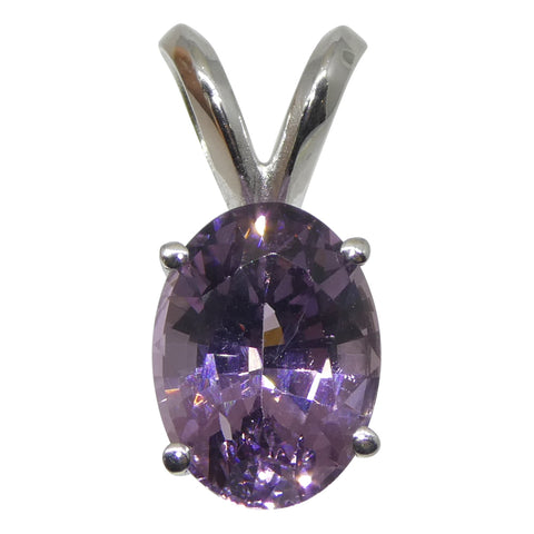 1.81ct Oval Purple Spinel Pendant set in 14k White Gold