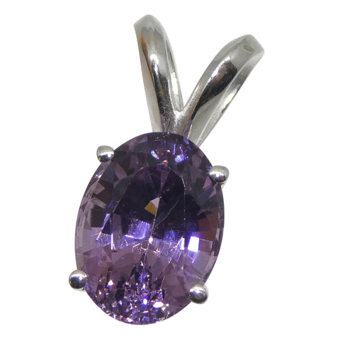 1.81ct Oval Purple Spinel Pendant set in 14k White Gold