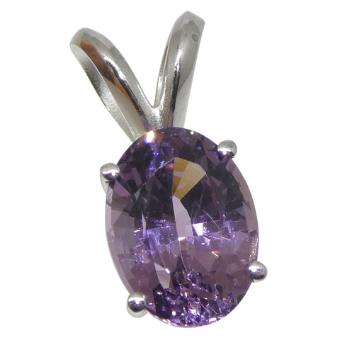 1.81ct Oval Purple Spinel Pendant set in 14k White Gold