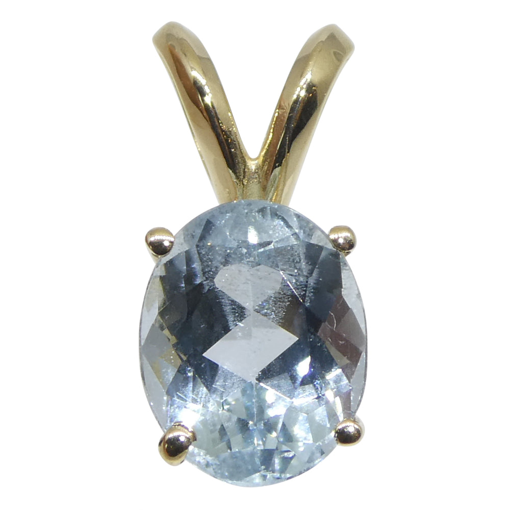 1.29ct Oval Blue Aquamarine Pendant set in 14k Yellow Gold - Skyjems Wholesale Gemstones