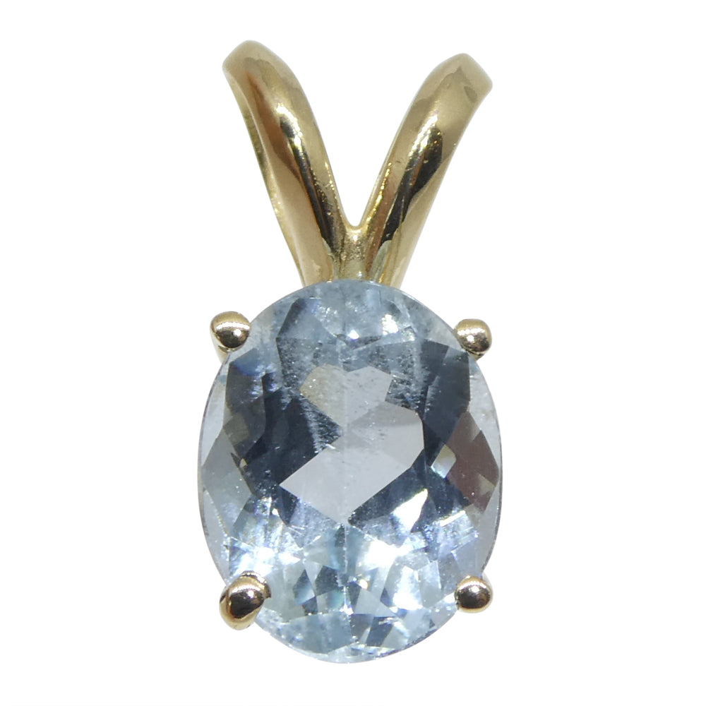 1.29ct Oval Blue Aquamarine Pendant set in 14k Yellow Gold - Skyjems Wholesale Gemstones