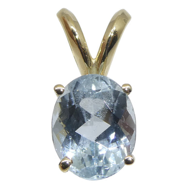 1.29ct Oval Blue Aquamarine Pendant set in 14k Yellow Gold - Skyjems Wholesale Gemstones