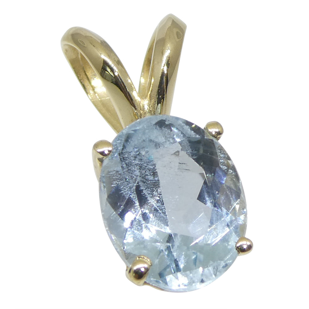 1.29ct Oval Blue Aquamarine Pendant set in 14k Yellow Gold - Skyjems Wholesale Gemstones