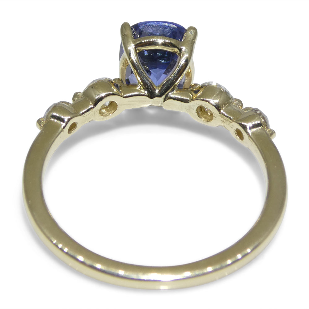 1.63ct Cushion Blue Sapphire, Diamond Engagement Ring set in 14k Yellow Gold, IGI Certified - Skyjems Wholesale Gemstones