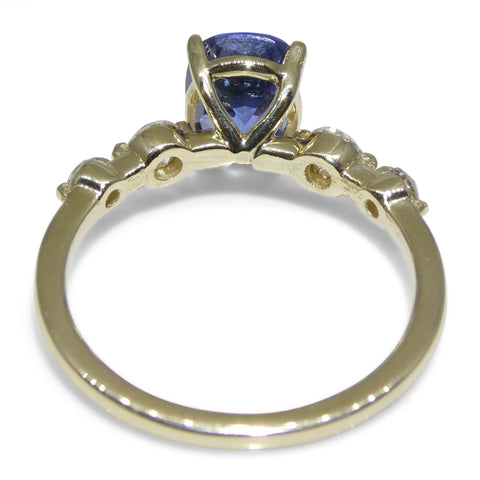 1.63ct Cushion Blue Sapphire, Diamond Engagement Ring set in 14k Yellow Gold, IGI Certified