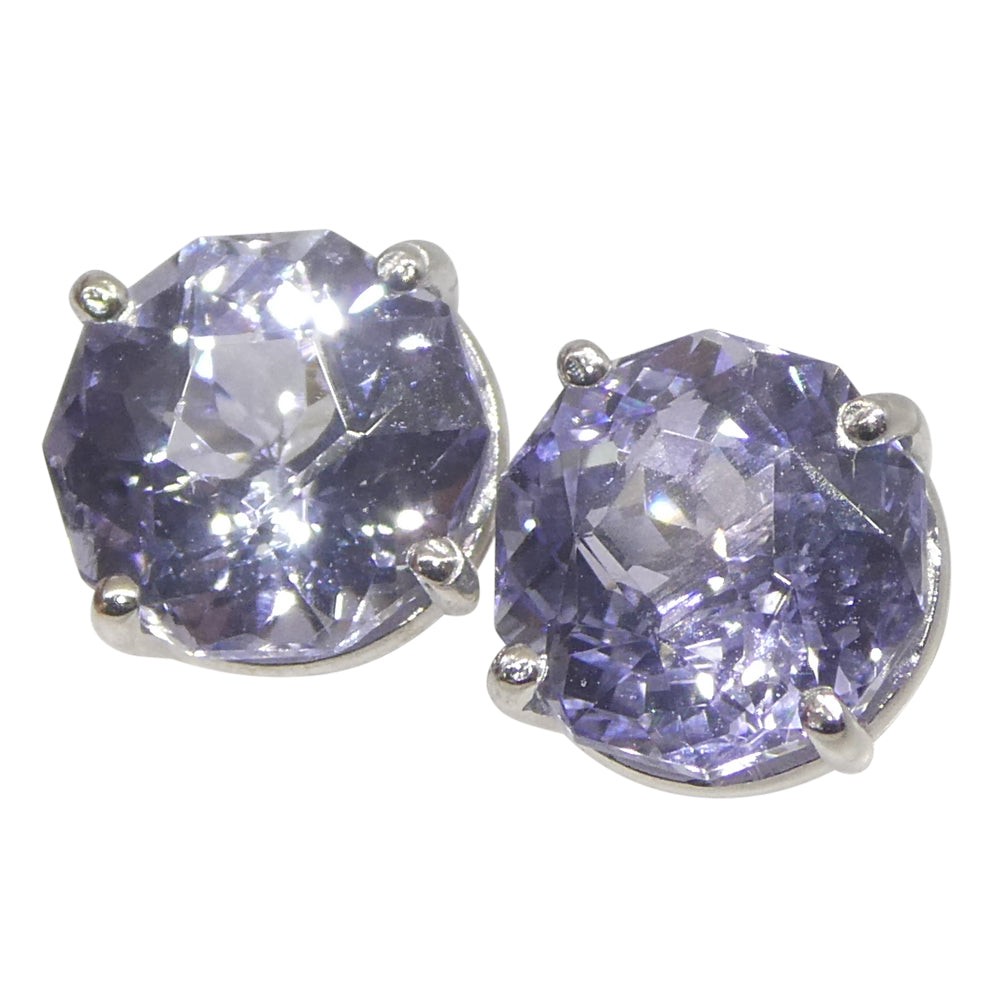 2.45ct Pair Round Tanzanite Stud Earrings set in 14k White Gold - Skyjems Wholesale Gemstones