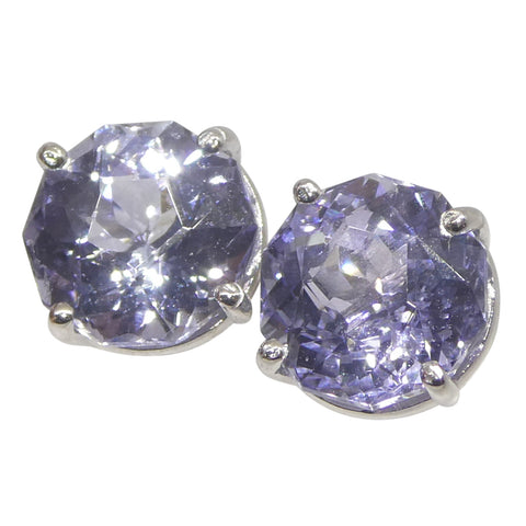 2.45ct Pair Round Tanzanite Stud Earrings set in 14k White Gold