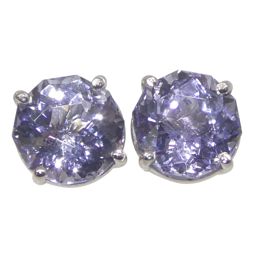 2.45ct Pair Round Tanzanite Stud Earrings set in 14k White Gold - Skyjems Wholesale Gemstones