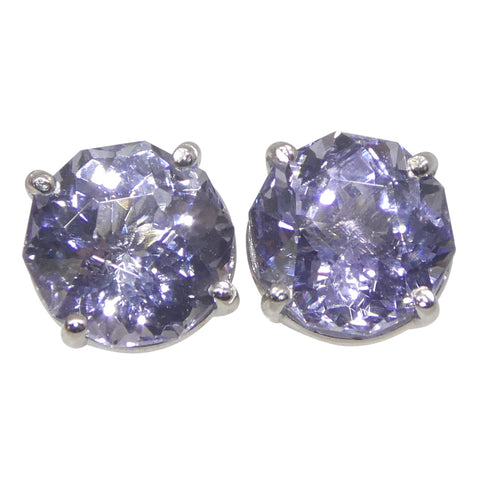 2.45ct Pair Round Tanzanite Stud Earrings set in 14k White Gold