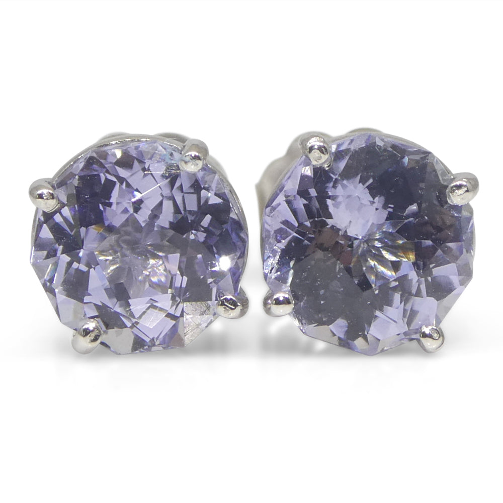 2.45ct Pair Round Tanzanite Stud Earrings set in 14k White Gold - Skyjems Wholesale Gemstones