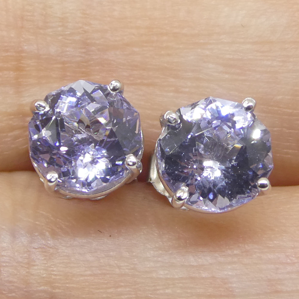 2.45ct Pair Round Tanzanite Stud Earrings set in 14k White Gold - Skyjems Wholesale Gemstones