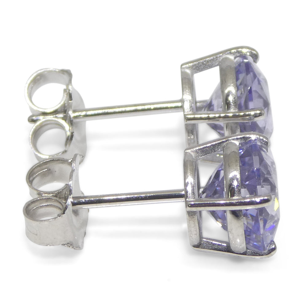 2.45ct Pair Round Tanzanite Stud Earrings set in 14k White Gold - Skyjems Wholesale Gemstones