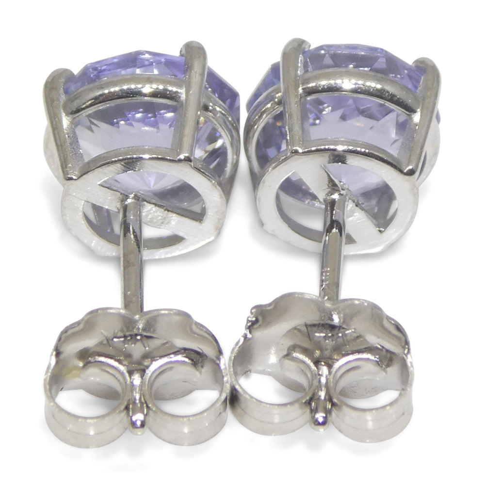 2.45ct Pair Round Tanzanite Stud Earrings set in 14k White Gold - Skyjems Wholesale Gemstones