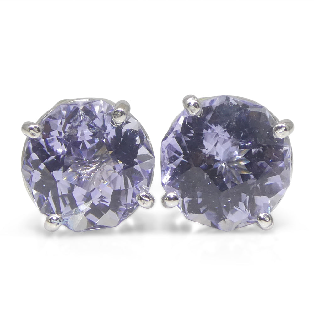 2.45ct Pair Round Tanzanite Stud Earrings set in 14k White Gold - Skyjems Wholesale Gemstones