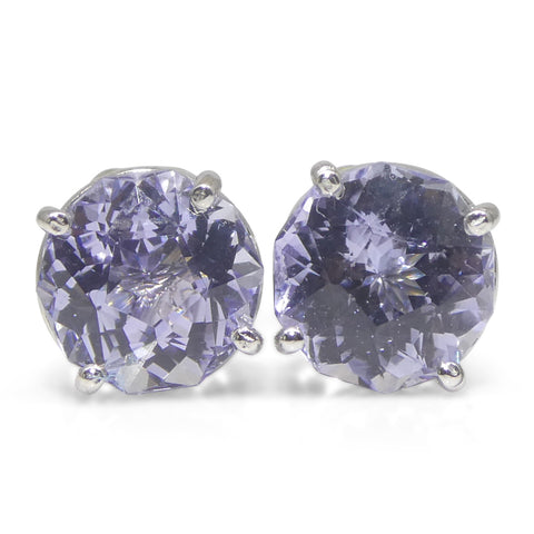 2.45ct Pair Round Tanzanite Stud Earrings set in 14k White Gold