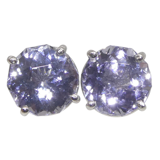 2.45ct Pair Round Tanzanite Stud Earrings set in 14k White Gold - Skyjems Wholesale Gemstones