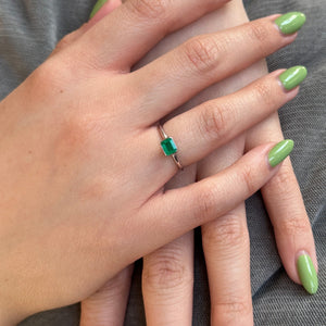 Colombian Emerald Stacker Ring set in 14k White Gold - Skyjems Wholesale Gemstones