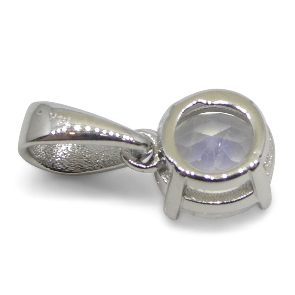 0.75ct Round Rainbow Moonstone Pendant set in 14k White Gold