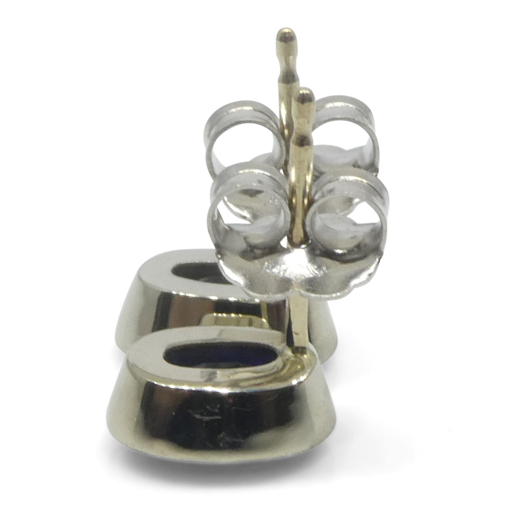 1.32ct Oval Blue Sapphire Stud Earrings set in 14k White Gold - Skyjems Wholesale Gemstones