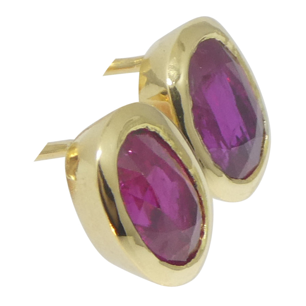 2.27ct Oval Red Ruby Stud Earrings set in 14k Yellow Gold - Skyjems Wholesale Gemstones
