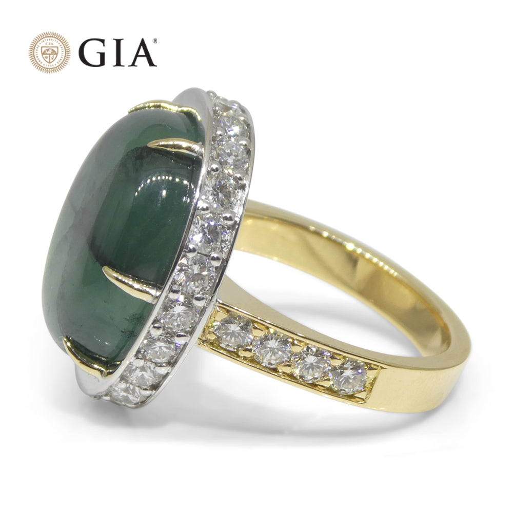 16.51ct Trapiche Green Emerald (F1), Diamond Statement Ring set in 18k White/Yellow Gold, GIA Certified Colombia