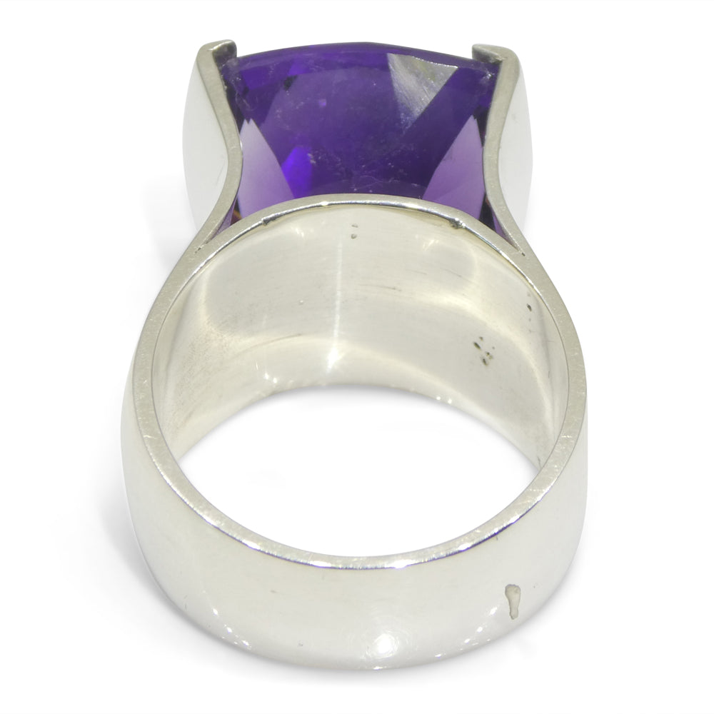 19.53ct Cushion Purple Amethyst Statement Ring set in Sterling Silver - Skyjems Wholesale Gemstones