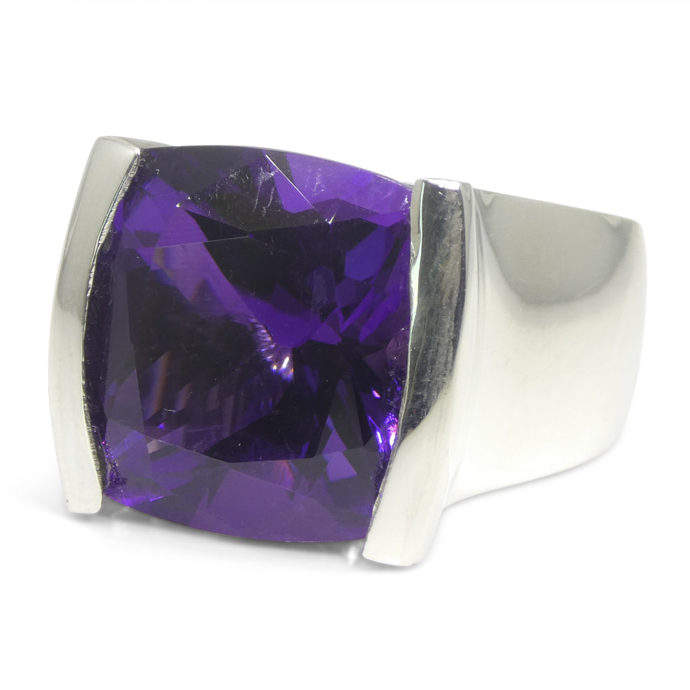 19.53ct Cushion Purple Amethyst Statement Ring set in Sterling Silver - Skyjems Wholesale Gemstones