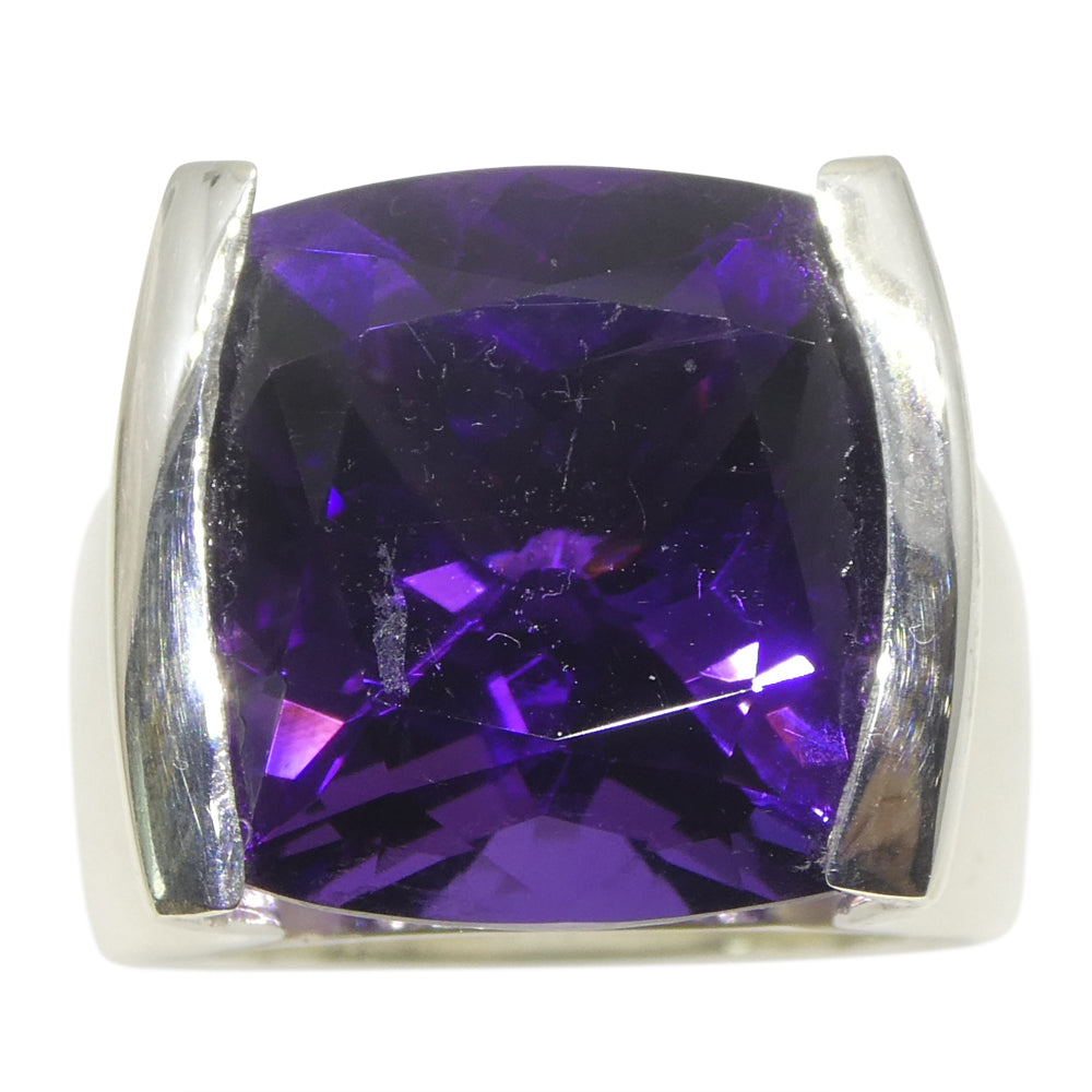 19.53ct Cushion Purple Amethyst Statement Ring set in Sterling Silver - Skyjems Wholesale Gemstones