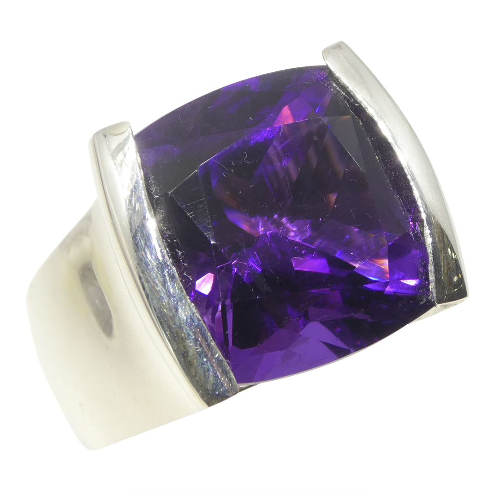 19.53ct Cushion Purple Amethyst Statement Ring set in Sterling Silver - Skyjems Wholesale Gemstones