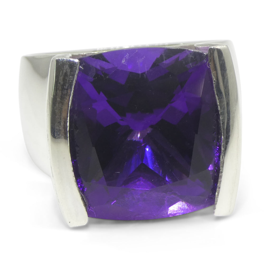 19.53ct Cushion Purple Amethyst Statement Ring set in Sterling Silver - Skyjems Wholesale Gemstones